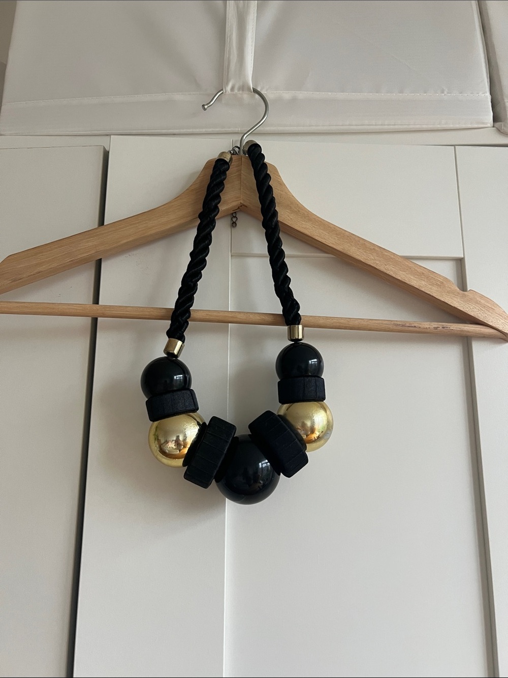 Source Unknown Black and Gold Chunky Bead Necklace